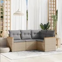 Set Divano da Giardino 4 pz con Cuscini Beige Misto Polyrattan 3225933