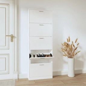 Scarpiera Bianco Lucido 59x17x169 Cm İn Legno Multistrato /