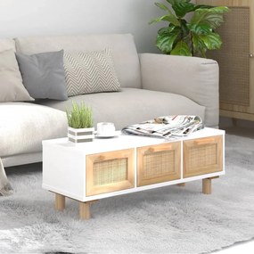 Tavolino bianco 80x40x30cm legno multistrato e massello di pino
