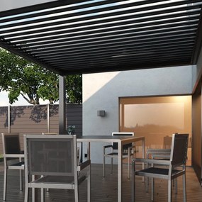 Pergola addossata motorizzata Spell in alluminio struttura grigio L 300 x P 296 x H 244 cm