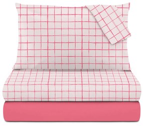 Completo letto matrimoniale quadretti rosa