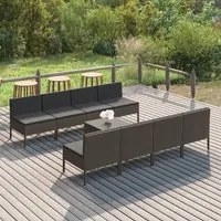 Set Divani da Giardino 9 pz con Cuscini in Polyrattan Grigio cod mxl 38290