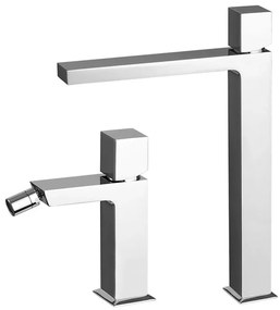 Set miscelatori lavabo alto e bidet senza leva cromato lucido Torre