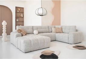 Divano angolare componibile beige allungabile/con contenitore (con penisola a destra) Lulu – Miuform