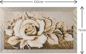 Quadro su tela moderno 72X132 cm tema Floreale con cornice in legno decorata
