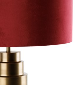 Lampada da tavolo in velluto bronzo con paralume rosso e oro 50 cm - Bruut