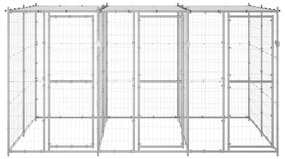 Gabbia per cani da esterno in acciaio zincato con tetto 7,26 m²