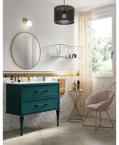 Piedino mobili da bagno (componibile) Tiffany in legno blu petrolio H 35 cm 2 pezzi