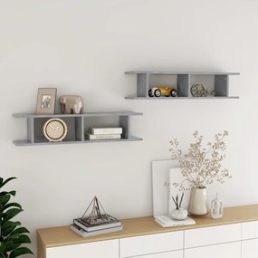 Mensole Parete 2pz Grigio Cemento 90x18x20 Cm Legno Multistrato /