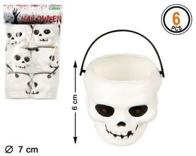 Decorazione per Halloween Ø 7 cm Teschio Bianco (6 Unità) (25 x 13 cm)