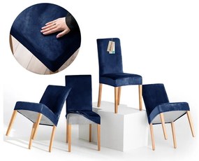 Set di coprisedia blu con rivestimento elastico per sedie 4 pz 48 cm Sento – Restilo