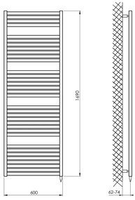 Aqualine - Radiatore elettrico da bagno TONDI-E 800W/230V 169 cm nero opaco