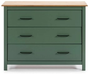Cassettiera bassa in legno di pino di colore verde-naturale 100x80 cm Miranda - Marckeric