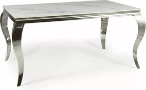 Tavolo Prince Ceramic in ceramica Calacatta e acciaio cromato – 180x90x75 cm