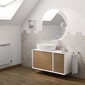 Mobile sottolavabo e lavabo Bellagio per vasca centrale bianco/rovere tabacco L 105 x H 51 x P 46 cm 2 cassetti