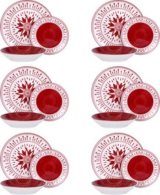 Servizio 18 piatti porcellana Mistral rosso