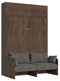 Letto matrimoniale a scomparsa 160 verticale Kentaro Sofà con colonna e pensili, Noce / Pensile Vasistas / ALESSIA 20