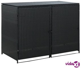 vidaXL Copribidone Doppio per Spazzatura Polyrattan Nero 148x80x111 cm