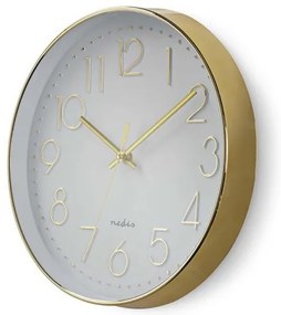 Nedis CLWA015PC30GD - Orologio da parete 1xAA bianco/dorato