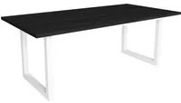 Tavolo da pranzo 10 posti 194x90 cm con gambe in legno design moderno colore Nero e bianco