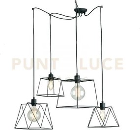 Lampadario a sospensione brooklyn poligonale nera 4 luci attacco e2...