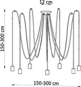 Lampadario a Sospensione 7xE27 EDISON 7 in Acciaio Nero