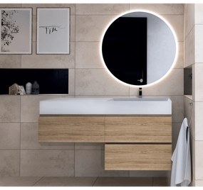 Mobile Bagno Sospeso 120 Cm Tre Cassetti Specchio Retroilluminato Diametro 70 Cm Esseci Arredo Bagno "Carlotta"