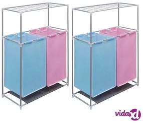 vidaXL Portabiancheria a 2 Sezioni 2 pz con Ripiano per Asciugatura