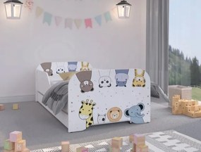 Stupendo letto per bambini a tema zoo 140 x 70 cm