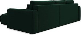 Divano angolare verde allungabile/con contenitore (con penisola a destra/con chaise lounge) con rivestimento in velluto Kapua – Makamii
