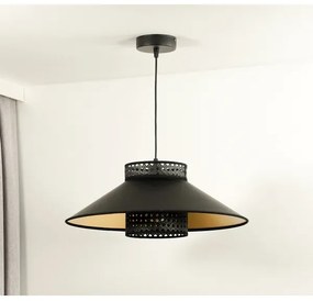 Duolla - Lampadario a sospensione con filo RIO RATTAN 1xE27/15W/230V diametro 45 cm nero/oro