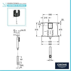 Cassetta di risciacquo 80 mm con canotto per WC Grohe da incasso