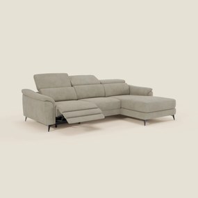 Arcos Divano con penisola - piedini alti e poggiatesta reclinabili in microfibra impermeabile T11 tortora