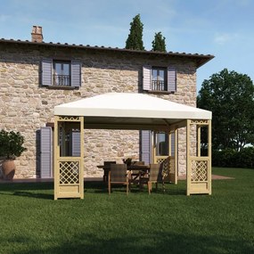 Gazebo Fuji in legno beige copertura bianca L 414 x P 314 x H 308 cm