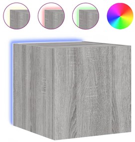 Mobile tv a parete con luci led grigio sonoma 30,5x35x30 cm