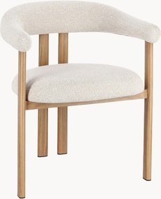 Set di 2 sedie con braccioli in bouclé con gambe effetto legno Giuditta