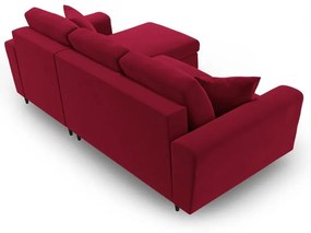 Divano angolare rosso allungabile e con contenitore con rivestimento in velluto Kyoto – Cosmopolitan Design
