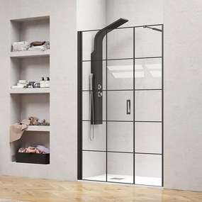 Porta doccia 101-104 cm telaio nero opaco vetro serigrafato | KAM-P5000 - KAMALU
