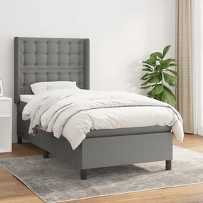 Giroletto a molle con materasso grigio scuro 100x200 cm tessuto