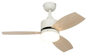 Ventilatore da soffitto per esterni bianco con LED e telecomando IP44 - Toledo