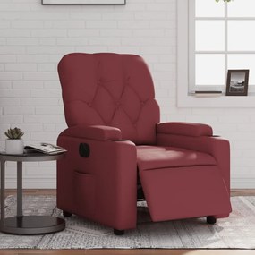 Poltrona Reclinabile Elettrica Rosso Vino İn Similpelle /
