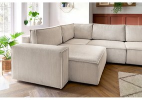 Divano angolare in velluto a coste color crema, angolo sinistro Nihad modular - Bobochic Paris