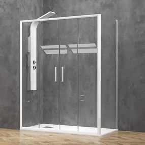 Box doccia 80x190 colore bianco opaco doppio scorrevole | KE-6000B - KAMALU