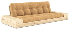Divano letto in velluto a coste marrone chiaro-senape 244 cm Base - Karup Design