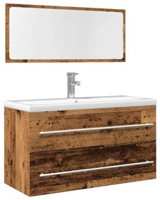 Set Mobili Da Bagno 2 Pz Legno Antico İn Legno Multistrato /