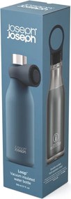 Bottiglia da viaggio in acciaio inox blu scuro 500 ml Loop - Joseph Joseph
