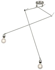 Lampada a sospensione moderna in acciaio senza paralume 2 luci - Blitz