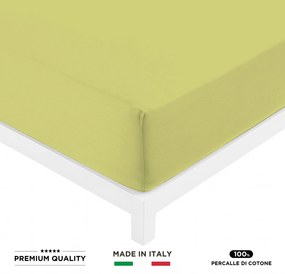 Lenzuolo con angoli matrimoniale verde cotone percalle