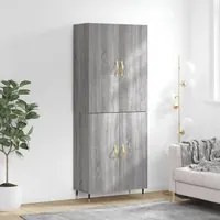 Credenza Grigio Sonoma 69,5x34x180 cm in Legno Multistrato 3195665