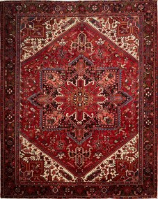 Heriz Tappeto persiano 360 x 290 Blu (Iran) Annodato A Mano